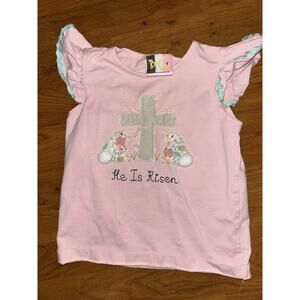 Banana Split “he is risen” girls religious smocked shirt unique 4T